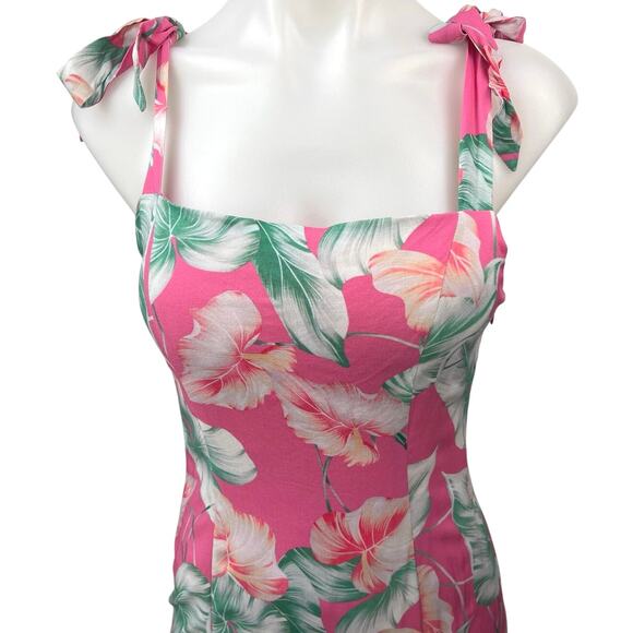 NEW Revolve x Privacy Please Celine Pink Floral Tie Strap Midi Bodycon Dress S - Picture 3 of 5